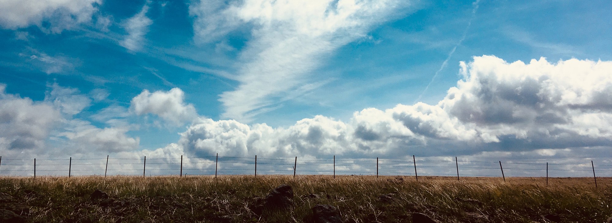 Field with clouds above